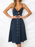 cutout-smocked-sweetheart-neck-cami-dress Sophia's Trends - Sophia's Style-Dark Blue-L